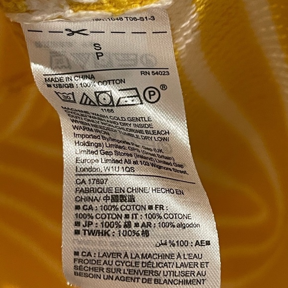 Gap Sweater Yellow and White striped V Neck knit 100% Cotton Sweater size S - Picture 5 of 5